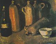 Vincent Van Gogh Still life with four jugs, bottles and white bowl Sweden oil painting artist